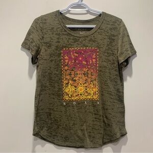 vintage y2k roxy semi sheer surfer girl green graphic tee